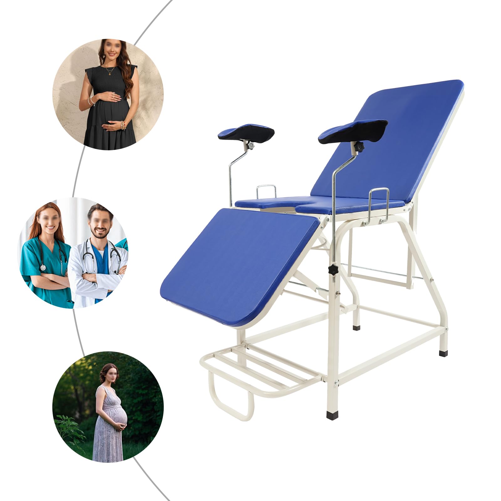 Sedia ginecologica, per sala da studio, regolabile, confortevole, portata 150 kg, per cliniche, ospedali, sale nascita (blu)