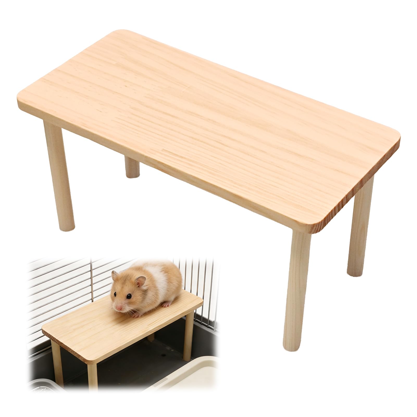 Wooden Hamster Platform, Hamster Cage Platform, Small Animal Cage Accessory Raised Resting Board with Support Legs Chewable Wooden Playground Shelf for Hamsters Gerbils Mice Chinchillas Guinea Cage