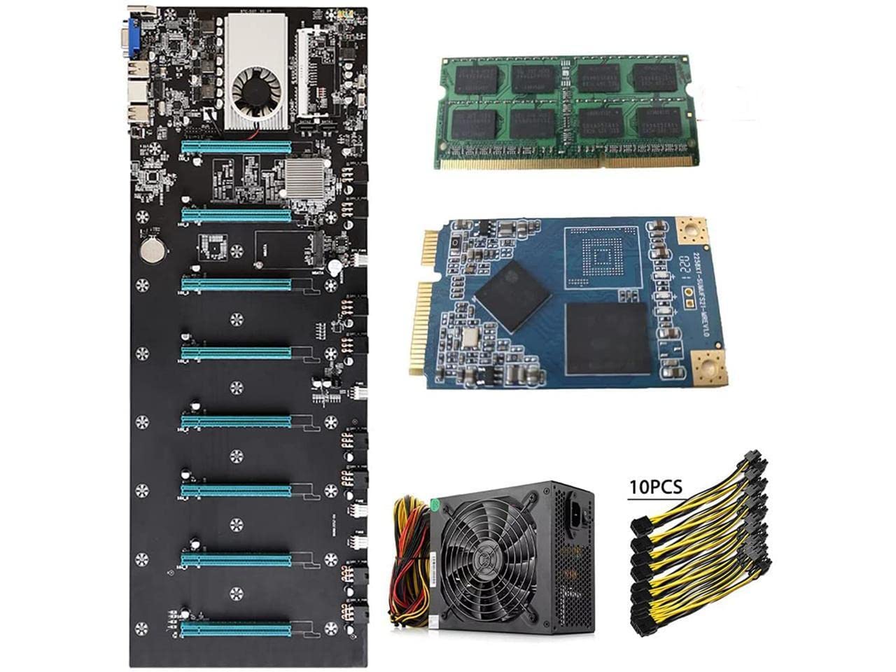 Amazon.co.jp: BTC-S37 コンプリートマイニングリグ ETH マイナーシステム イーサリアムコインのマイニング用 65mmスロット  距離マイニングマザーボード 8GPU、CPU、128GB SSD、8GB RAM、1800W PSU (GPUなし) : パソコン・周辺機器