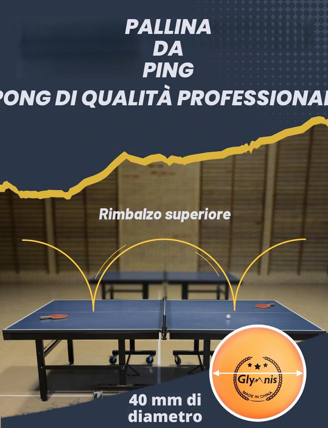 Glymnis Ping Pong Set da Tavolo Portatile, 4 Racchette da Ping Pong con Palline, Custodia per Accessori da Ping pong per Interni ed Esterni,Per Principianti,Professionisti