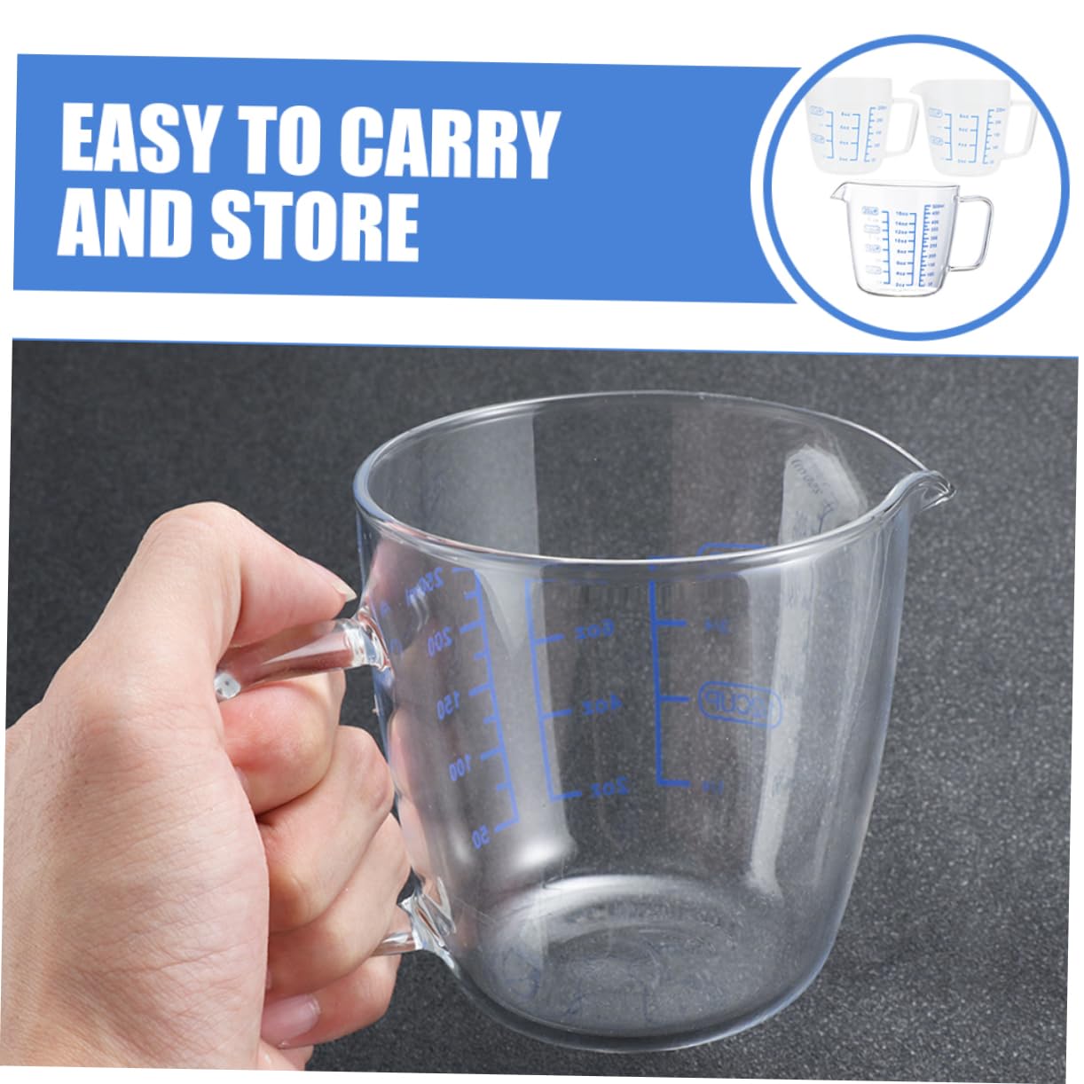 Tasses à Mesurer en Verre 3 Pièces 250ml et 500 Ml
