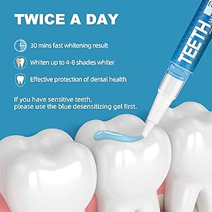 Teeth Whitening Pen 4+1(5 Pack), 70+ Treatments, Use Twice a Day Up to 1-6 Shade Whiter in 1-2 Weeks, 4 Whitening Pens plus 1 Desensitizing Pen, Effective, Painless and Enamel Safe Teeth Whitening Gel