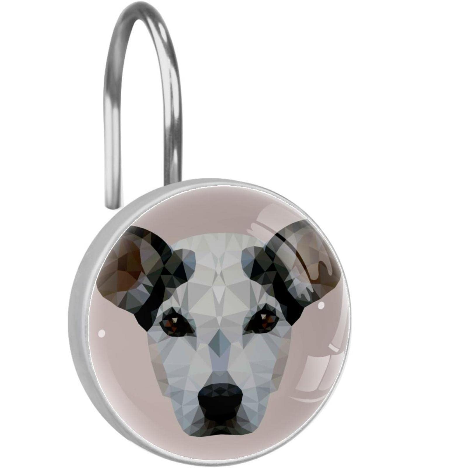 Crochets pour rideau de douche motif chien abstrait anneaux salle de bain et doublure x12