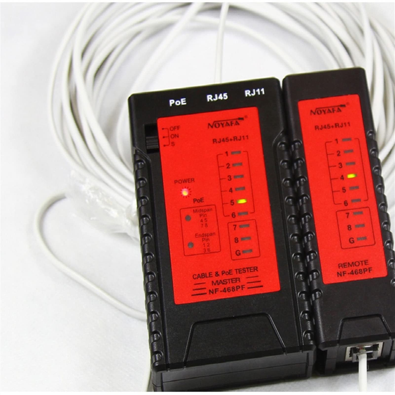 NF-POE 468PF Estándar Detección probador Lan Prueba de red continuidad del cable RJ11 RJ45 LED Luz