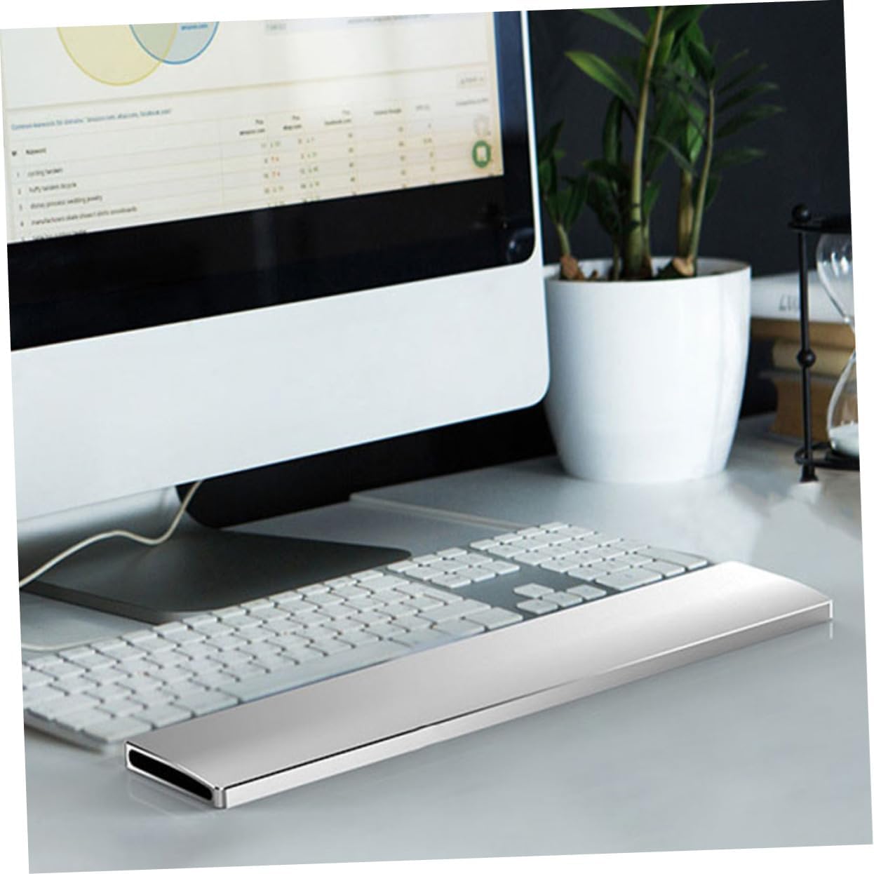 DOITOOL Mechanical Keyboard Wrist Rest Pad Key Aluminum Alloy Hollow Design Non Slip Stable Computer Wrist Hand Support for Ergonomic Typing Silver