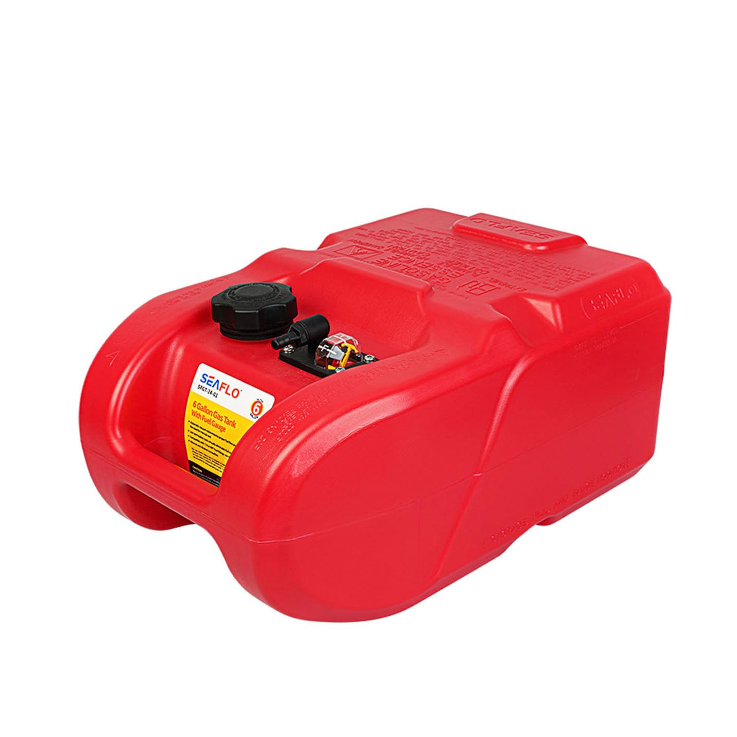 LIGHTEU, SEAFLO Tragbarer Boot Kraftstofftank 24L (6 Gallonen) Benzintank mit Füllstandsanzeige Marine Außenborder Tank HDPE Rot, SFGT-24-01