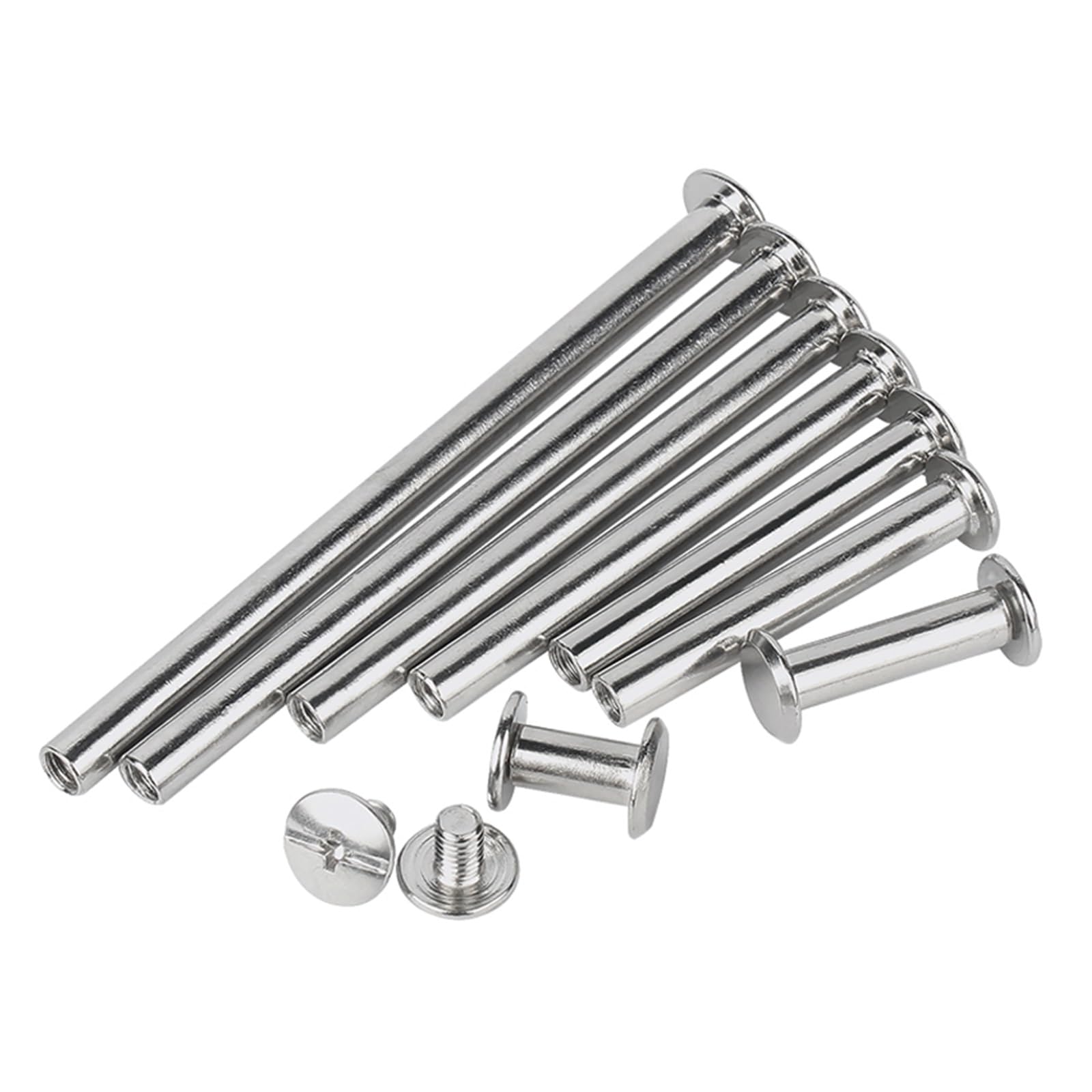 M4 M5 Stecca di bloccaggio testa testa rivetto vite in acciaio inox 304 testa piatta libro a croce album libro dado set (33 mm (5 pezzi), M5)