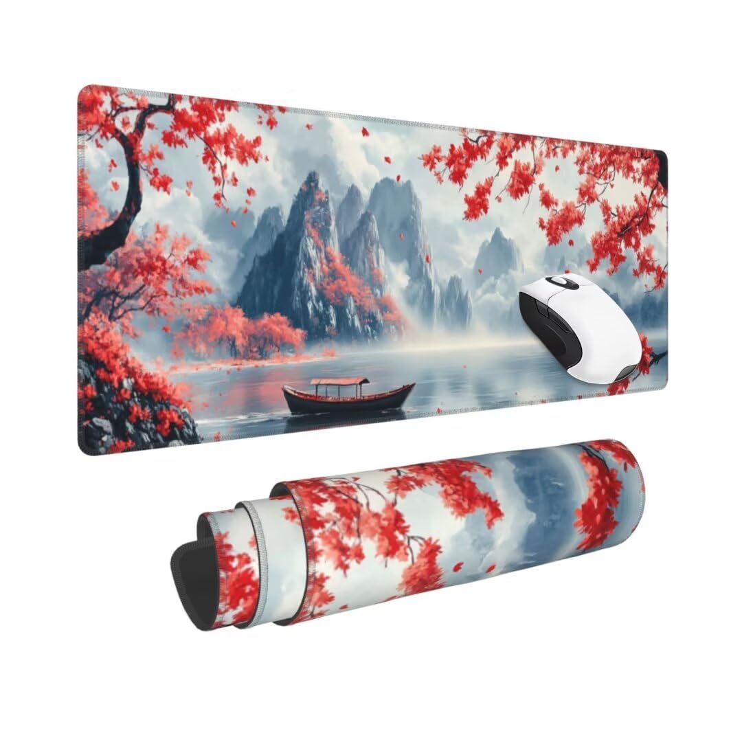 Gaming Mauspad XXL China Großes Mousepad 1200 * 500mm rutschfeste Schreibtischunterlage Japan Mouse Pad mit Vernähte Kanten Verbessert Desk Mat Mauspad Groß Geschwindigkeit und Präzision für Gaming