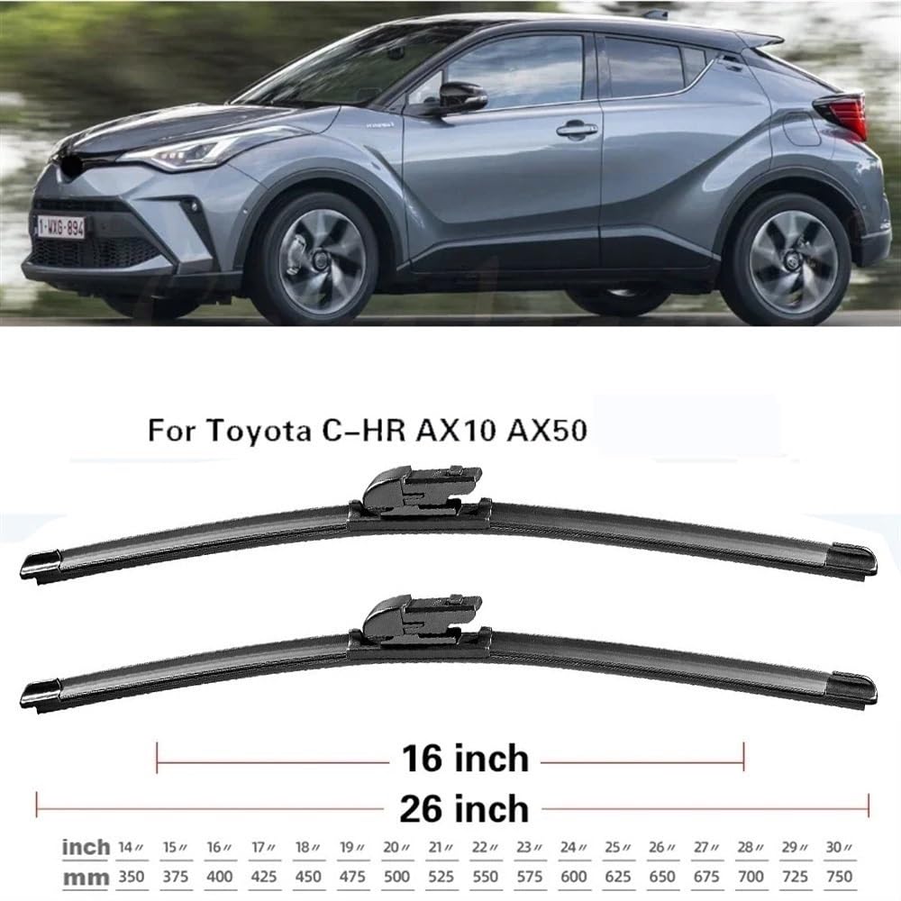 Set di spazzole tergicristallo anteriori e posteriori 3 pezzi compatibili con Toyota C-HR CHR 2016-2023 Spazzole parabrezza parabrezza 26"+16"+14"