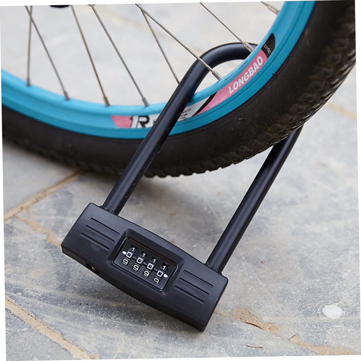 Lucchetto a Combinazione a U 4 Cifre Nero per Bici | Lega di Zinco, Resettable senza Chiavi, Protezione Password, per Griglia e Tosaerba