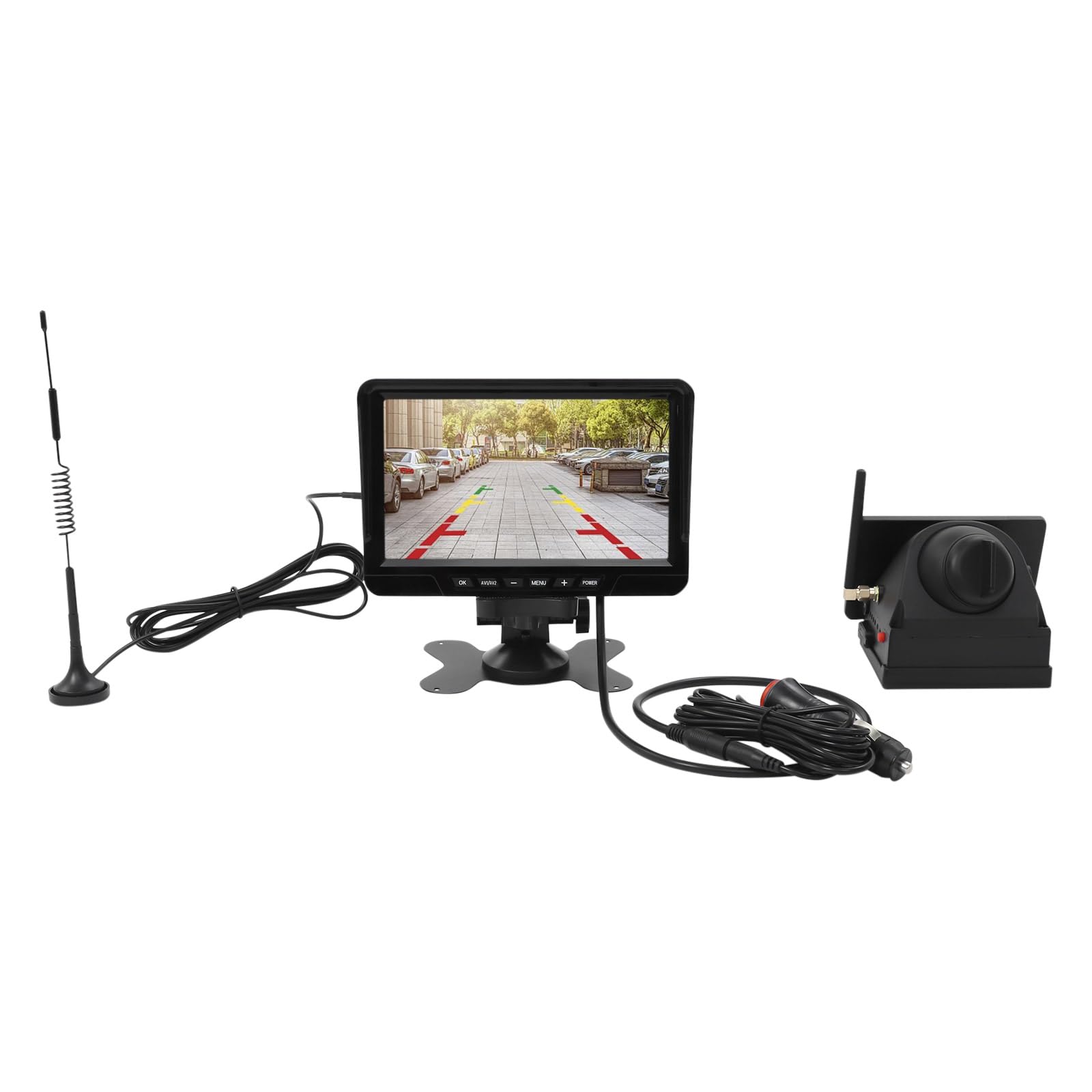 Telecamera posteriore a energia solare, 2 megapixel, regolabile a 360° | Tasso di trasmissione: C10, 9600 mAh, telecamere di retromarcia con display HD da 7" per camion, roulotte, camion, camper