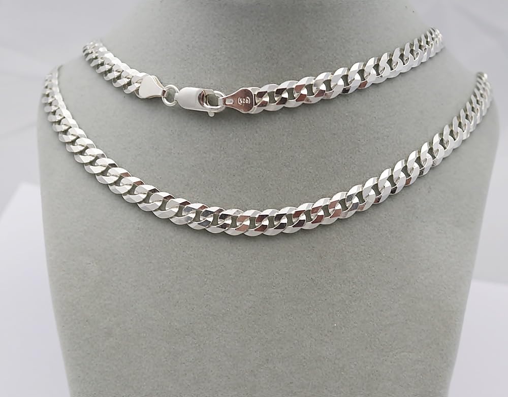 ketten für herren silber 925, 60 cm kette herren - halskette herren, panzerkette herren 925 silber, königskette- herren schmuck, italienische Qualität, Breite 6,5 mm