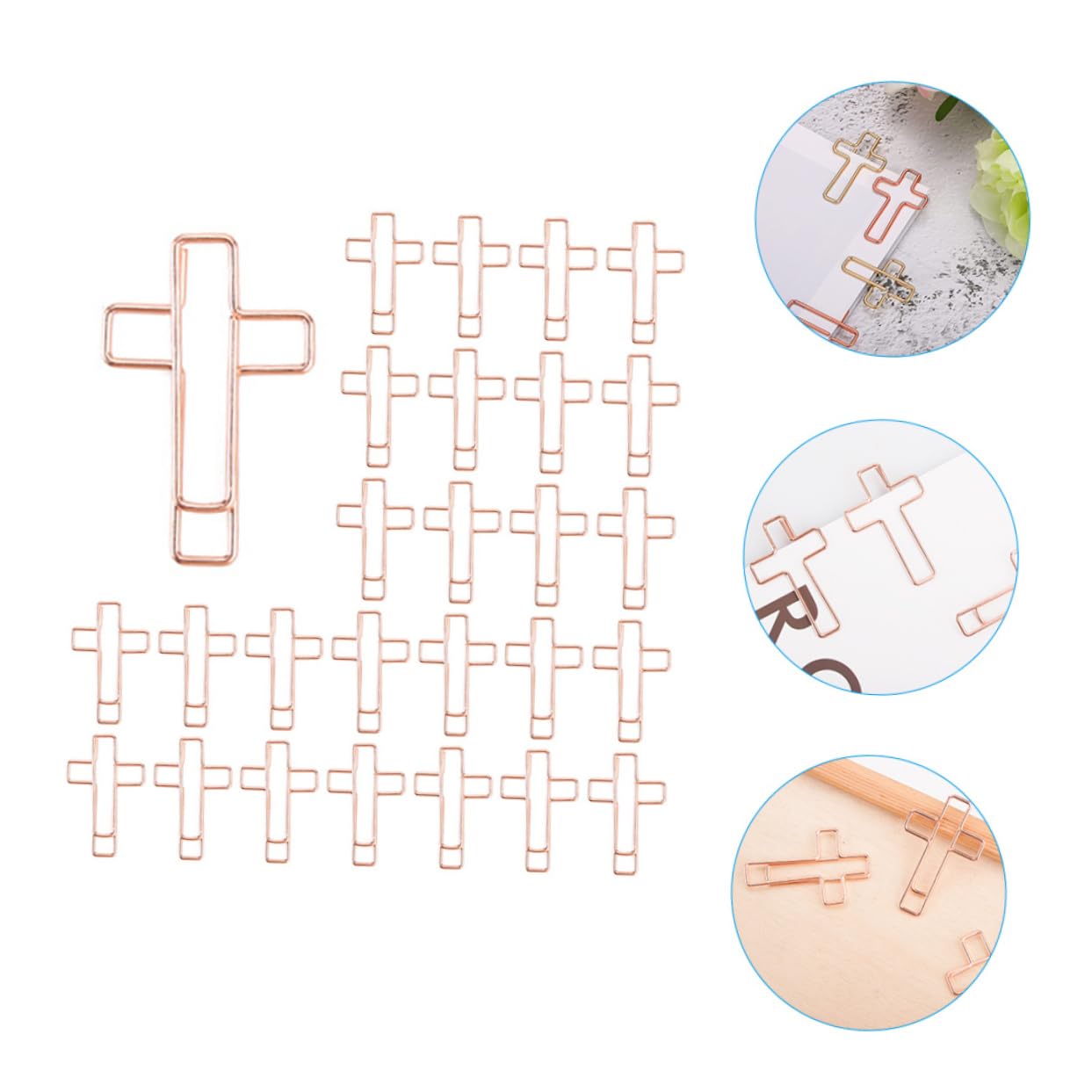 NUOBESTY 5 Juegos Alfiler De Libro Material De Oficina Y Papeleria Decoración De Oficina Divertida Junta Marcapáginas Office Alfiler De Oficina Clips Cruzados Metal Rose Gold 60 Piezas * 5