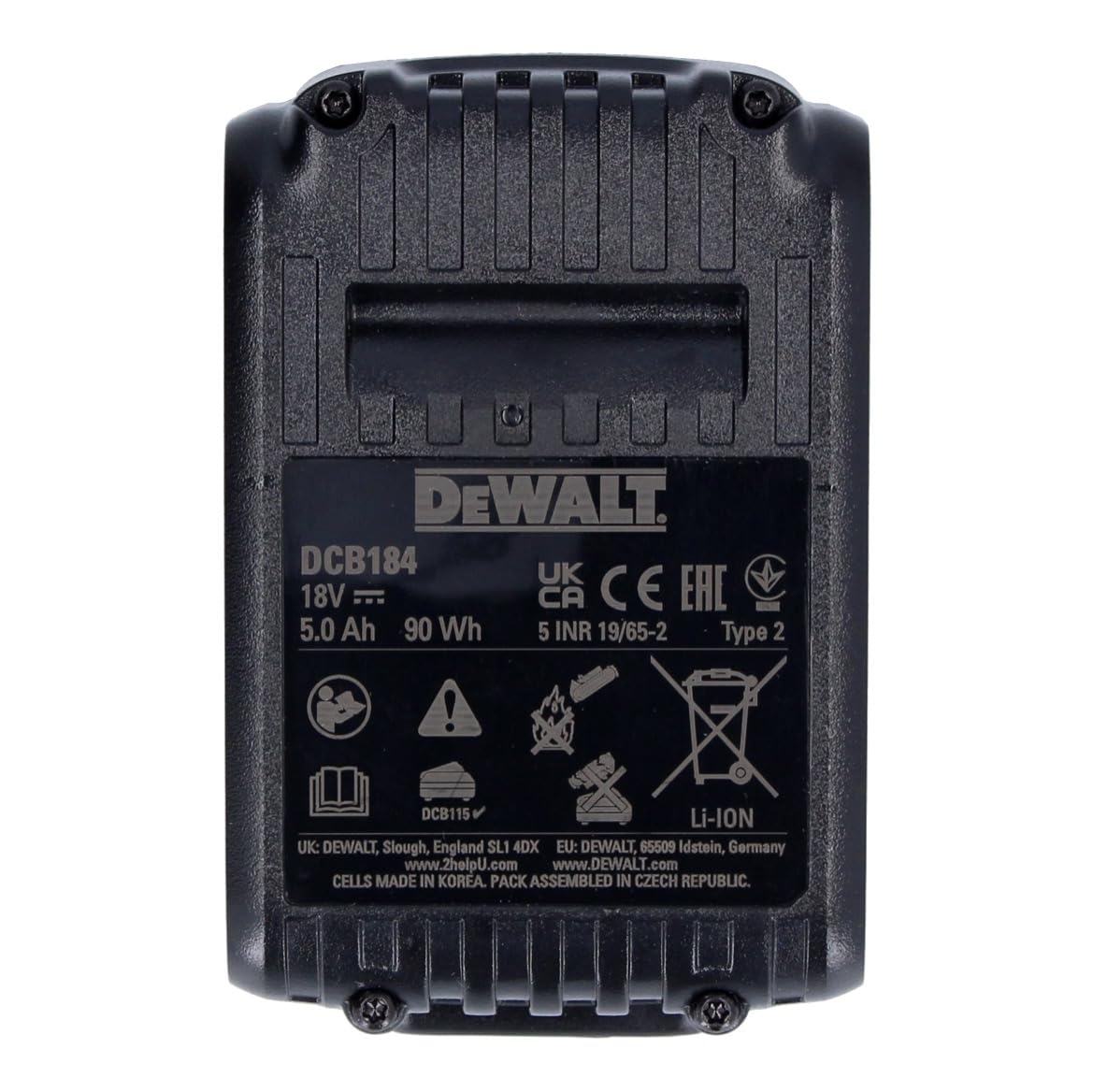 DeWalt DCB184 - Baterías deslizantes (18 V, 5,0 Ah, XR, 4 Unidades)