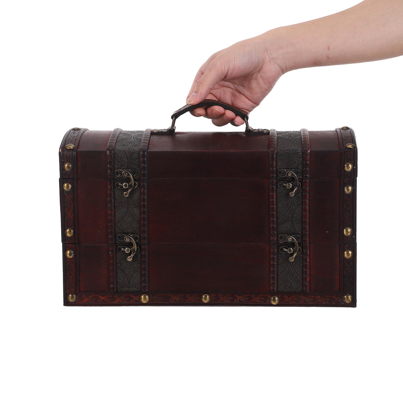 Scatola Vino in Legno Vintage con Coperchio e Maniglia Contenitore Doppio per Bottiglie Custodia Robusta per Trasporto e Conservazione Vino Regalo Matrimonio e Festa