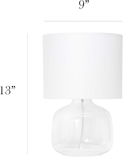 Miniatura 3 de Simple Designs LT2064-CLW Lámpara de mesa de vidrio transparente con pantalla de tela blanca
