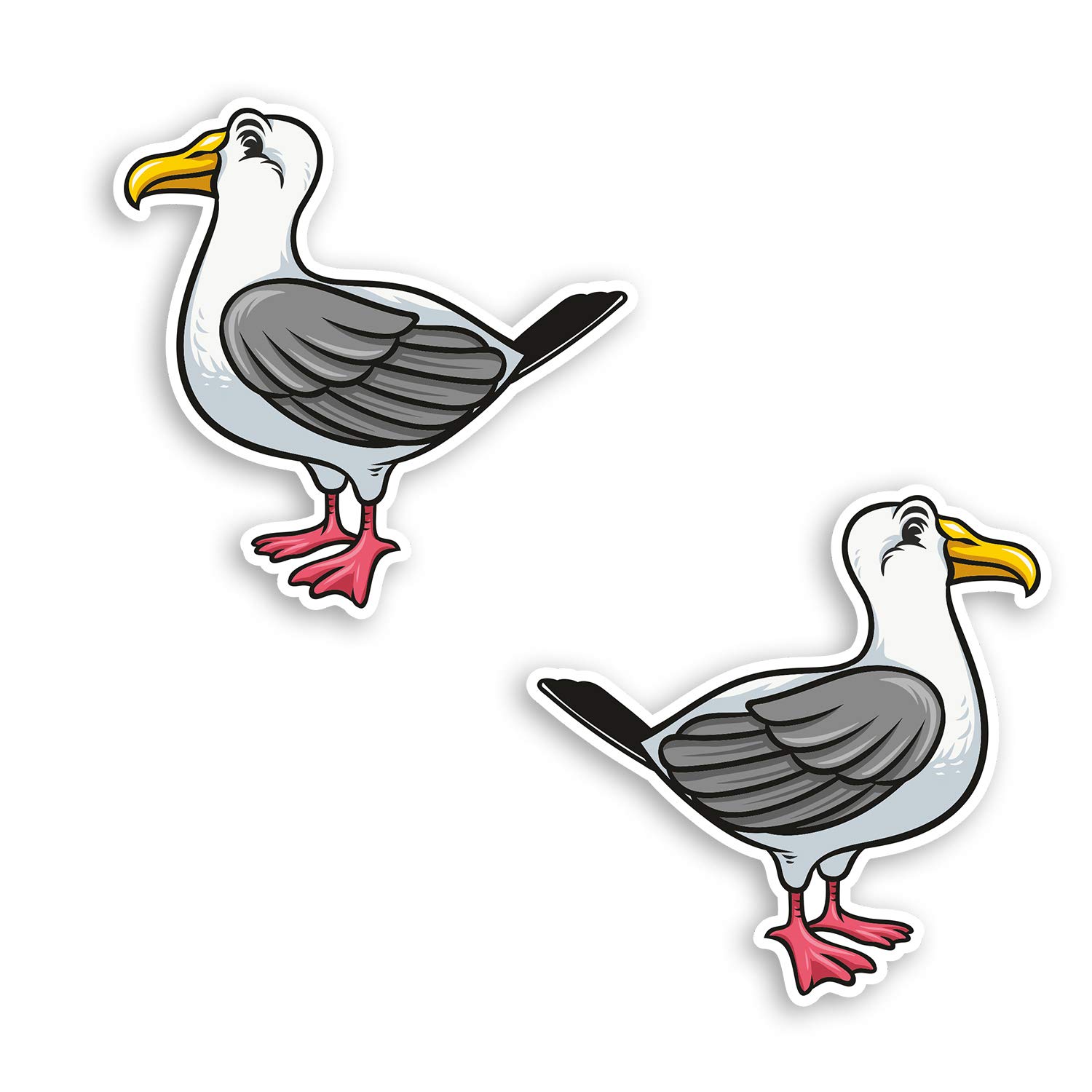 2 x 10cm Cartoon Seagull Vinyl Stickers - Bird Gull Fun Laptop Sticker #30030 (10cm Wide)