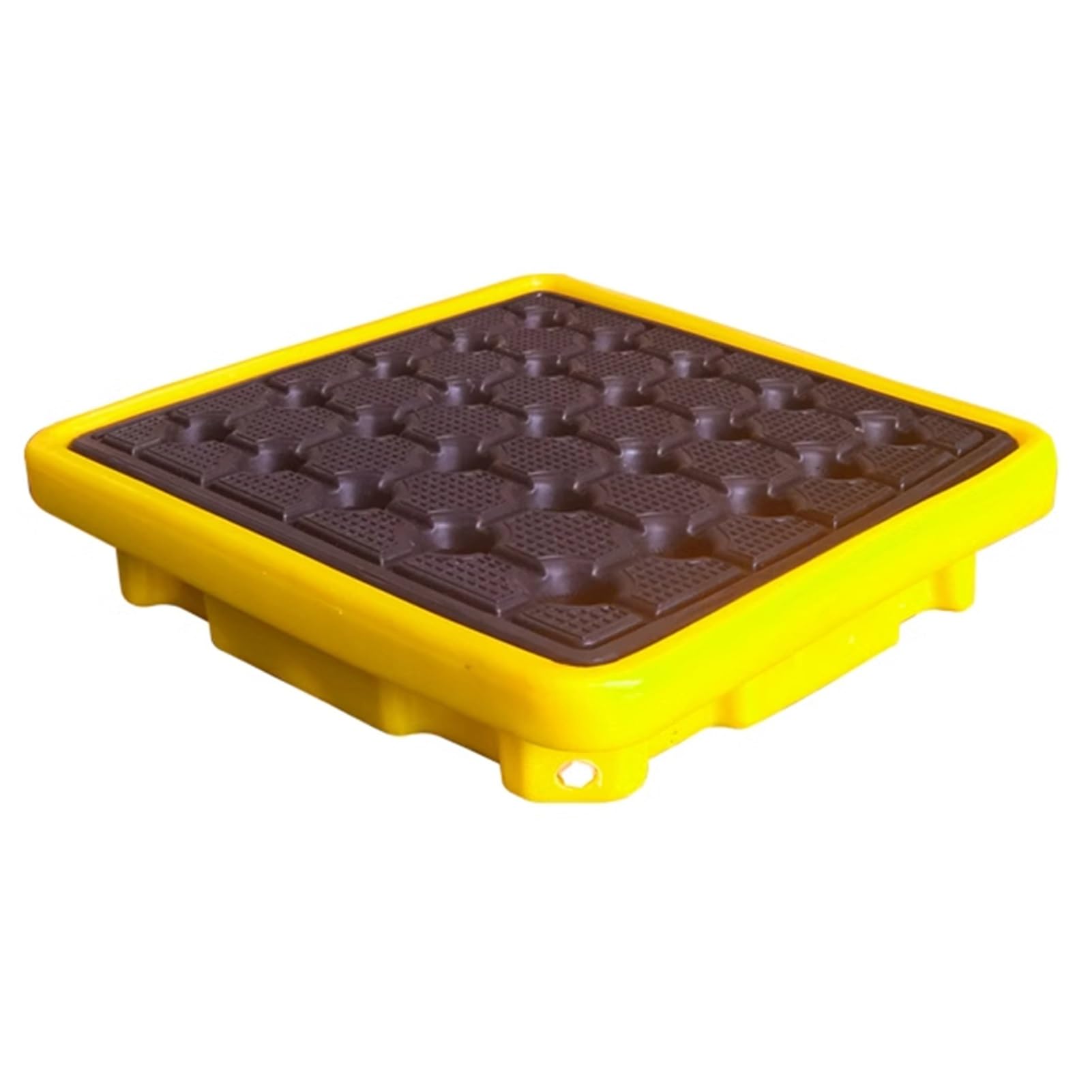 QUSYZD Oil Spill Containment Tray, Modular Polyethylene Pallet with Drain, Leakproof Anti-Skid Platform for Warehouses, Stackable Oil Drum & Paint Bucket Spill Tray,26.77x26.77x5.91in/68x68x15CM