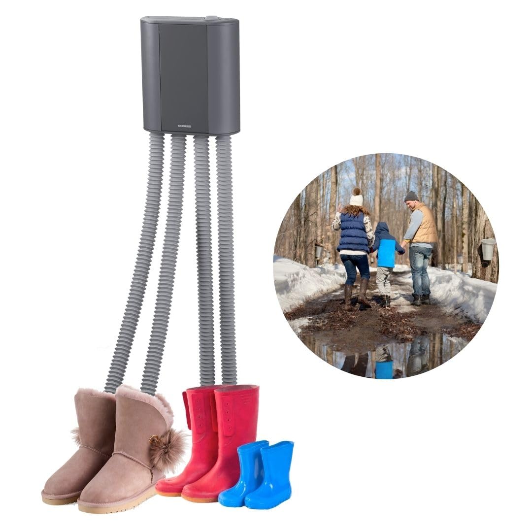 Melissa 16540011 Schuhtrockner elektrisch, Stiefelwärmer, Gummistiefel,Wanderschuhe,Skischuhe, Heizung mit Gebläse und Zeitschaltuhr für 2 Paar Schuhe/Handschuhe, schwarz