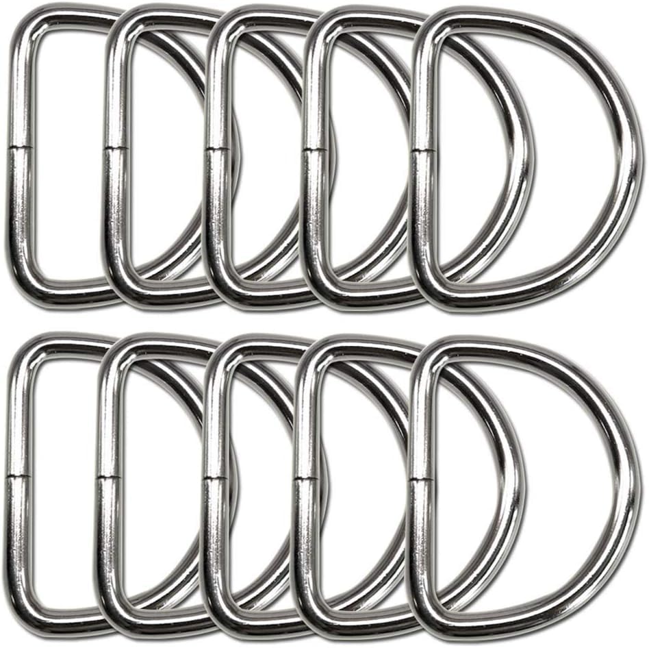 10pcs/Pack 1-1/2 inch Metal D Ring Semi-Circular Non Welded Nickel Plated for Hardware Bags Ring Hand DIY Accessories(Nickel, Webbing Size 38mm)