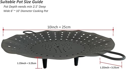 Miniatura 3 de Cesta de vapor de silicona hecha en Corea, tamaño de 10 pies, inserto de vapor de silicona para olla Diseño flexible (gris)