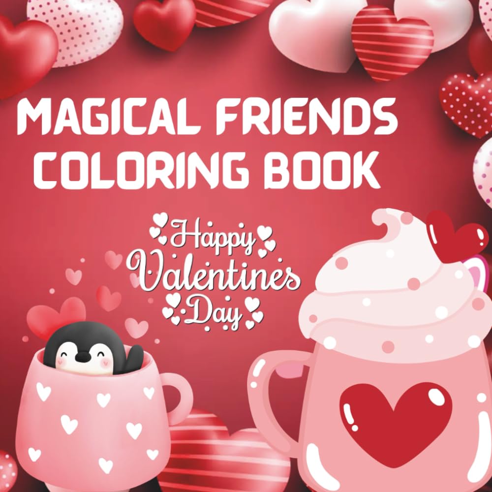 Magical Friends Valentines Coloring Book: Unicorns, Gnomes, Hearts