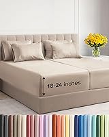 Vista 19 de Juego de sábanas de tamaño California king, transpirables, refrescantes, con esquinas extraprofundas de 18-24 pulgadas, de ajuste fácil