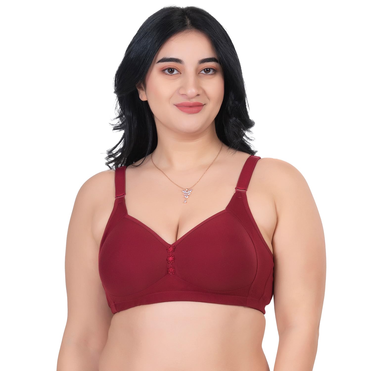 komli Cotton - Medium Padded - Minimiser - Full Coverage - Seamless - U Shaped Back with Broad Straps - Plus Size Bra-picture-4