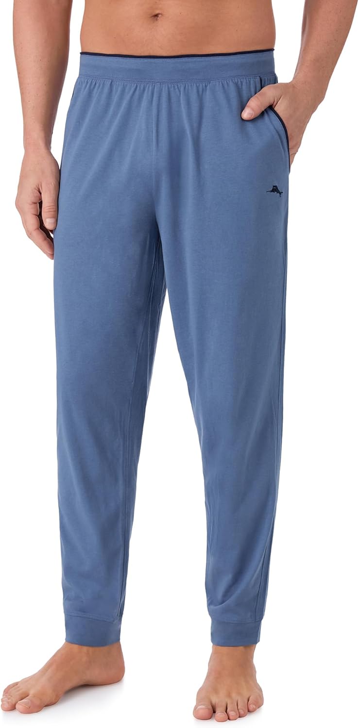 Tommy Bahama - Men's Essential Jogger, Long Tapered Cotton Blend Pajama Pants for Sleep or Lounge