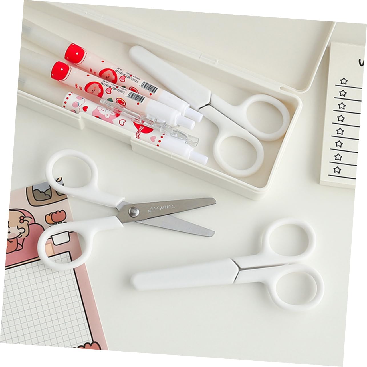 Uonlytech 4 Set Forbici Di Sicurezza Accessorio Per Fornitura Forbici Artigianali Portatili Accessorio Artigianale D'arte Acciaio Inossidabile Bianca 5 Pezzi * 4