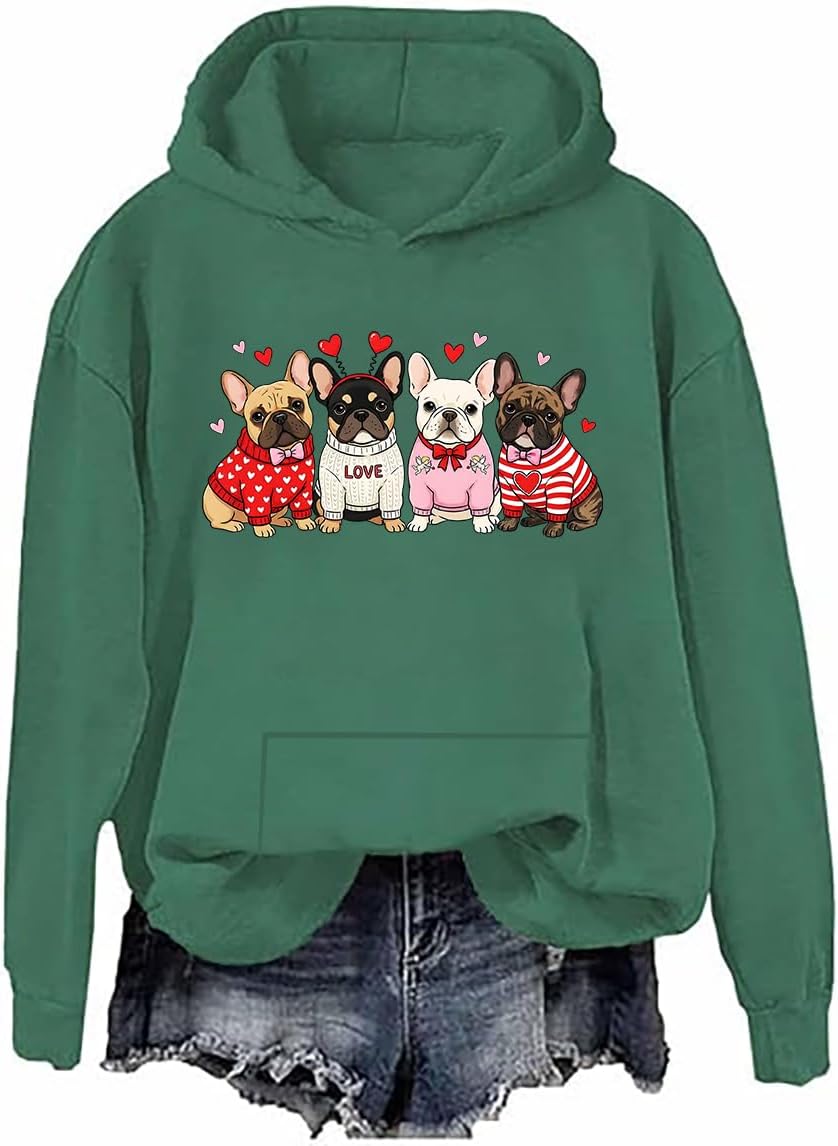 French Bulldog Valentines Sweatshirt & Hoodie Cute Dog Lover Valentine Gift Dog Mom Long Sleeve Shirts