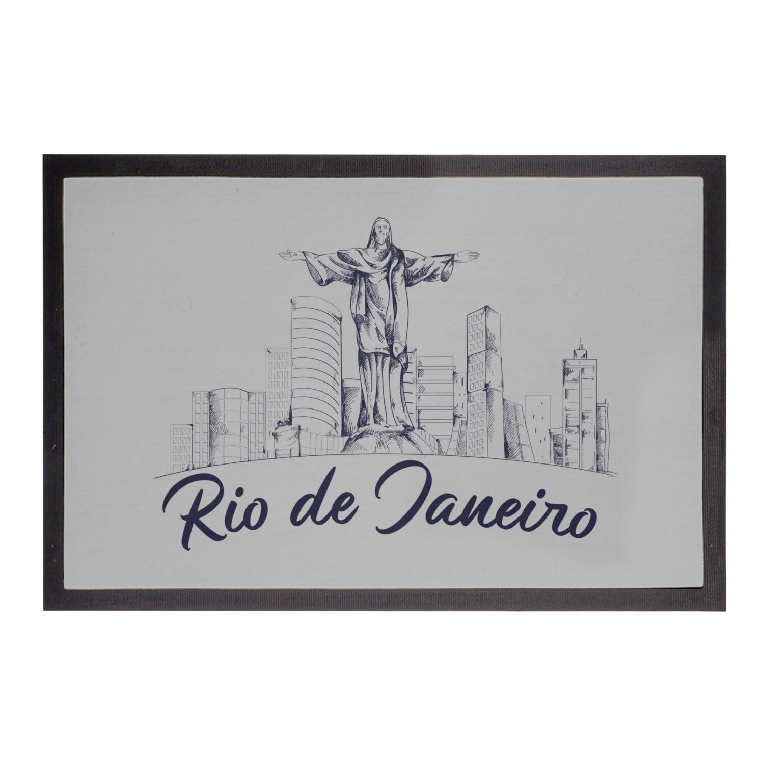 Paillasson gris 75x50cm tapis entrée Brésil Rio de Janeiro