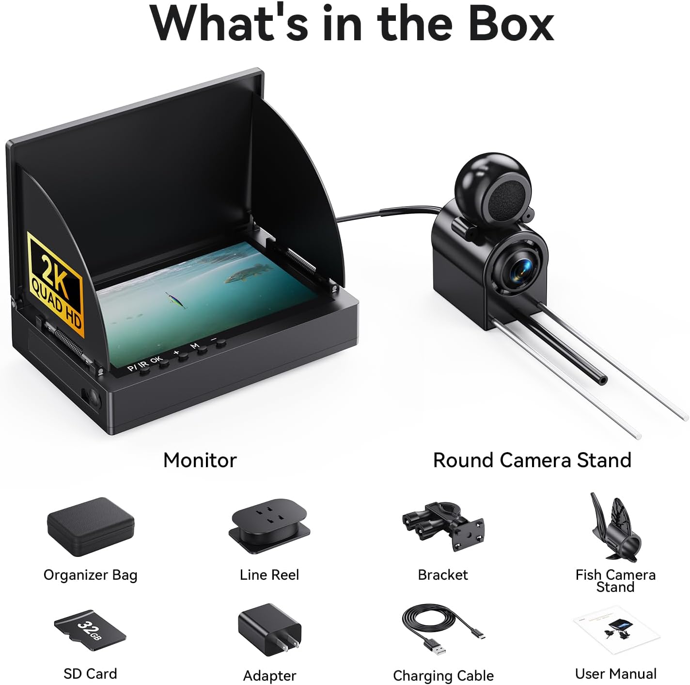 2K DVR Underwater Fishing Camera with Recording 6" OLED Sun-Readable Display | 10000mAh Battery, 220° Wide Angle, IR Night Vision | Professional Portable Kit for Ice & Boat Fishing