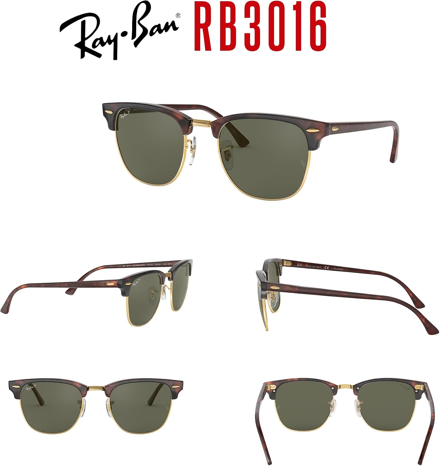 Óculos de Sol Ray-Ban Clubmaster 0RB3016 W0365 Tam 51