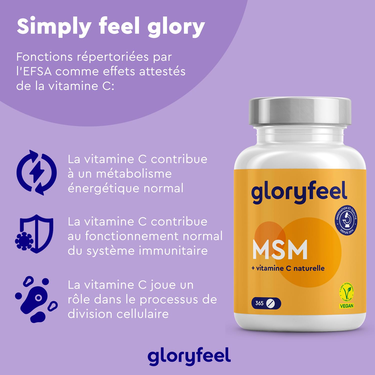 MSM avec Vitamine C, 365 Haute Résistance Comprimés Végan, Complexe pour les Os, Articulations, Peau & Système Immunitaire*, 2000 mg Méthylsulfonylméthane, Complément Alimentaire Naturel