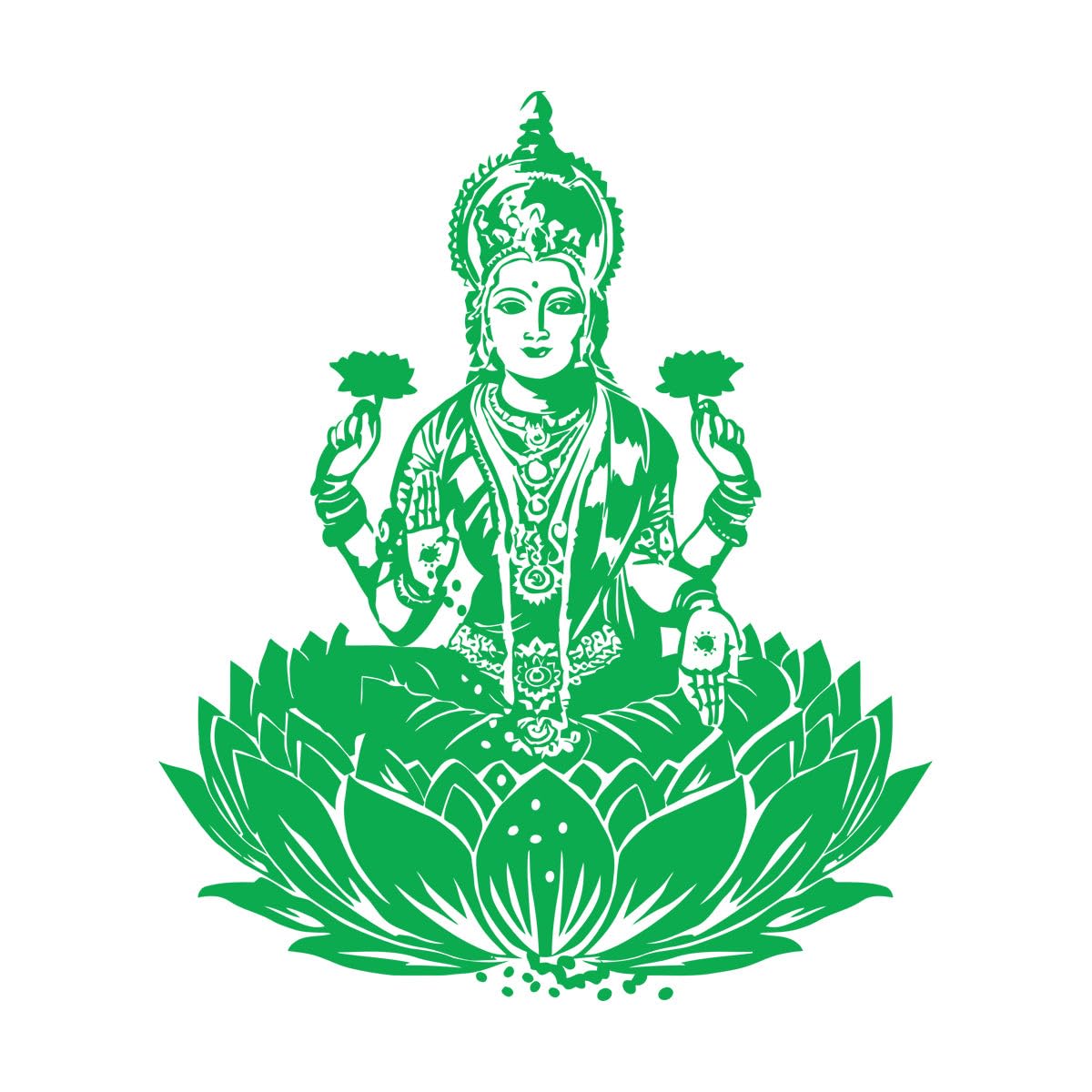 Engraving Decals Lotus Flower Yoga Pose Hinduism Laxmi Indian 36x43.2cm Multiple Size Options Small Green