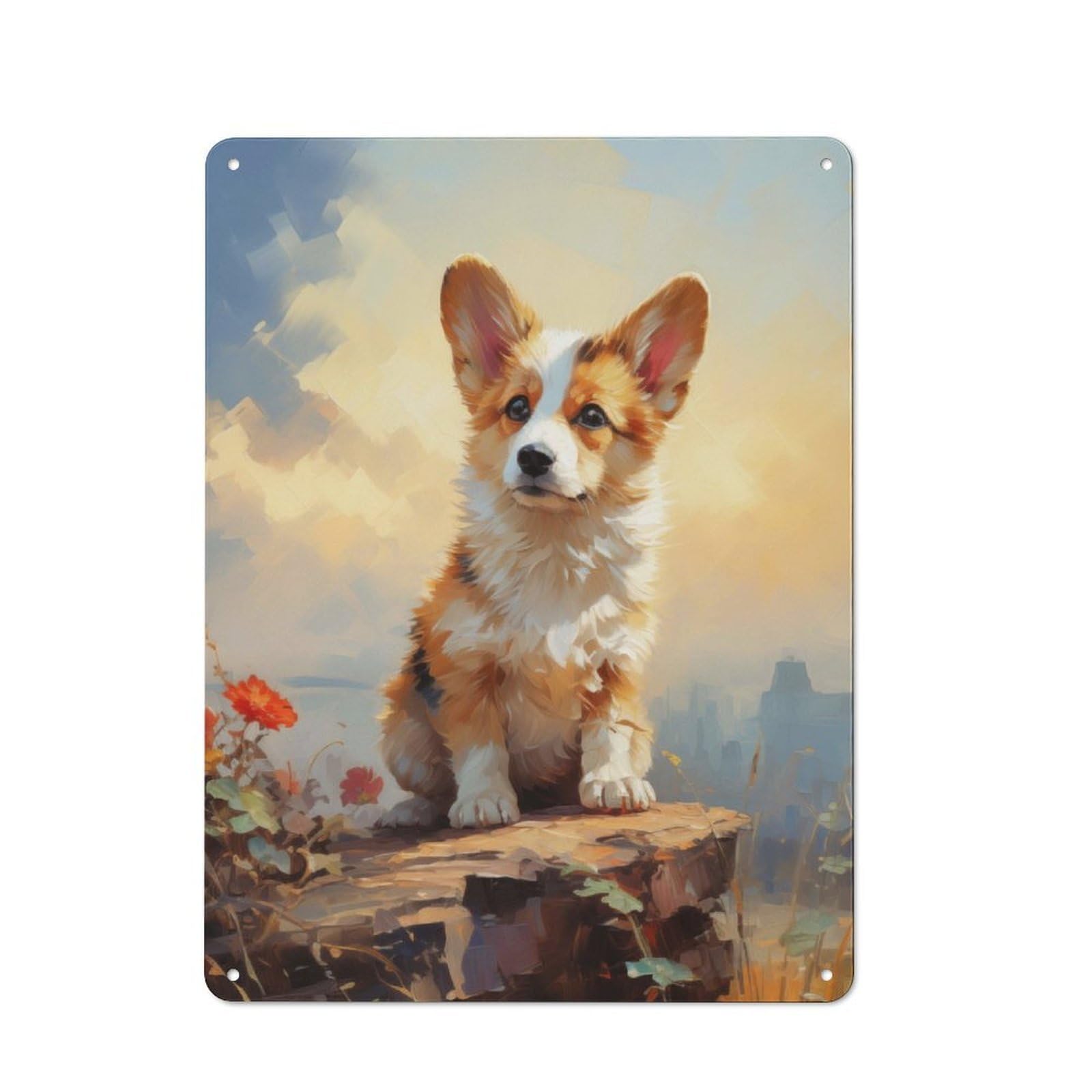 Junmoney Pembroke Welsh Corgi For Dining Room Or Kitchen, Rustic Metal Sign 40X30cm, For Home Interiors, Feature Walls And Decorative Displays