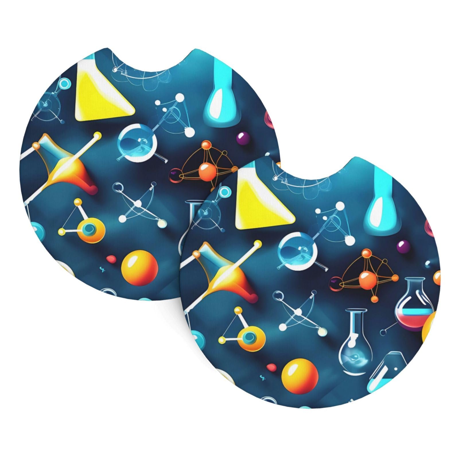 2 Pack Car Coaster for Cup Holders Abstract Science Chemistry Car Cup Coaster 2.7" Neoprene Non-Slip Automotive Cup Mat Universal Auto Car Interior Accessories for Women Men Cup Pad
