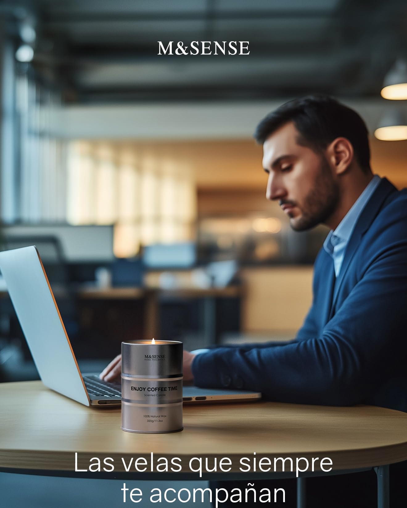 M&SENSE Vela perfumada para hombres, disfruta de velas perfumadas de café en vidrio