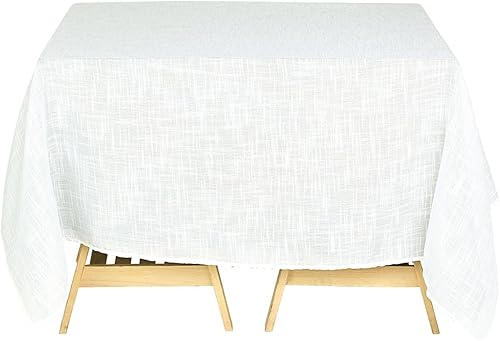 Miniatura 7 de Efavormart - Superposición cuadrada de lino sintético de alta calidad de 72 x 72 pulgadas, color blanco, con textura, sin arrugas