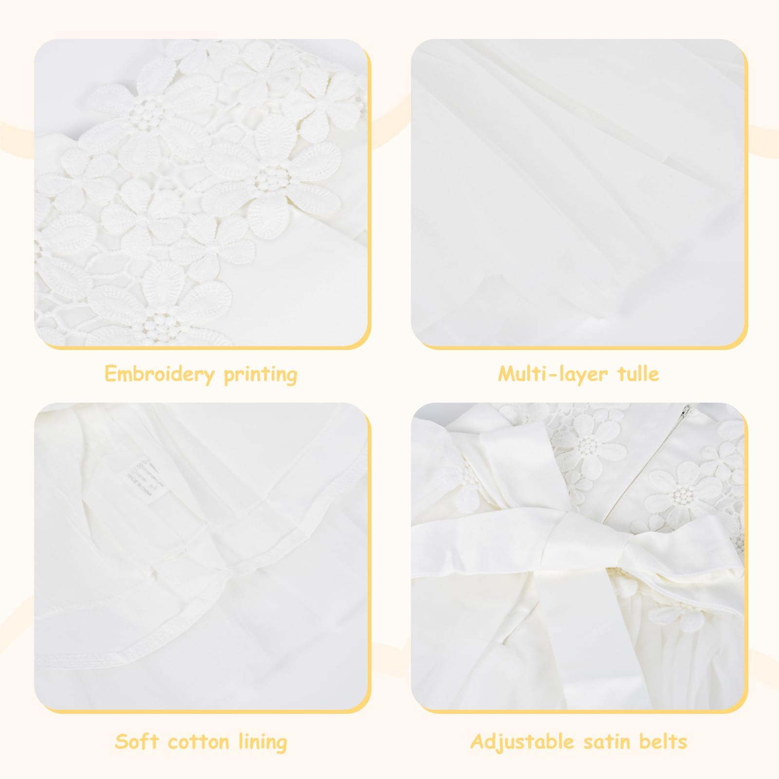 Robe pour Bébé Fille,Robe Tutu en Tulle Fleuri sans Manches de Princesse pour Cérémonie de Mariage,Anniversaire,Fêtes,Baptême,Vetement Bebe Fille,Nourrisson 6 à 24 Mois