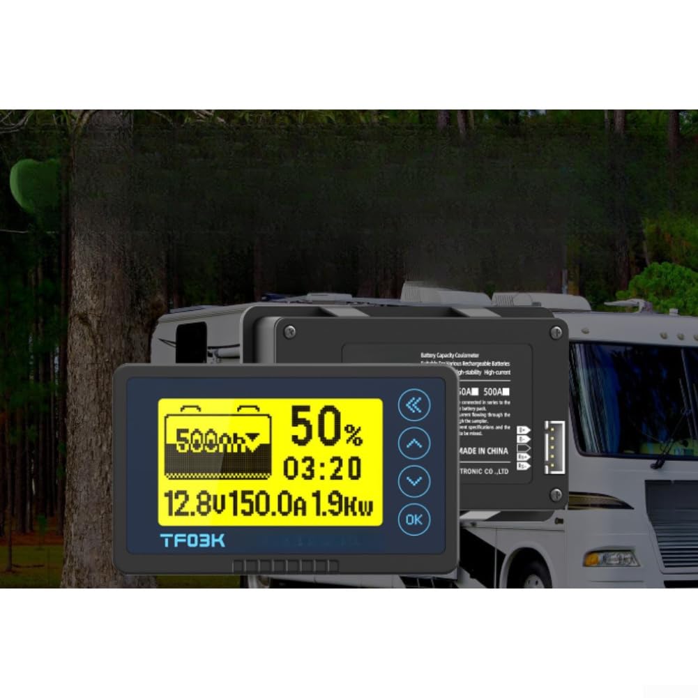 Lithium für Batterieüberwachung, 8–120 V, Coulomb-Messgerät für Wohnmobil-Solarstromanlage (gelbes Licht)