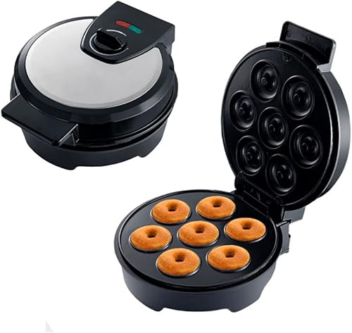 Máquina de donas, sartén eléctrica de calefacción de doble cara de 110 V, fabricante de donas de 7 agujeros, máquina de desayuno temprano adecuada