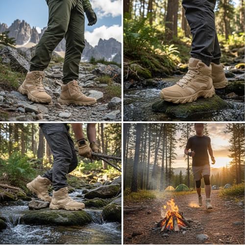 Men’s Tactical Boots Military Work Combat Boots 6 Inches Side Zip Hiking Desert Motorcycle Boot3