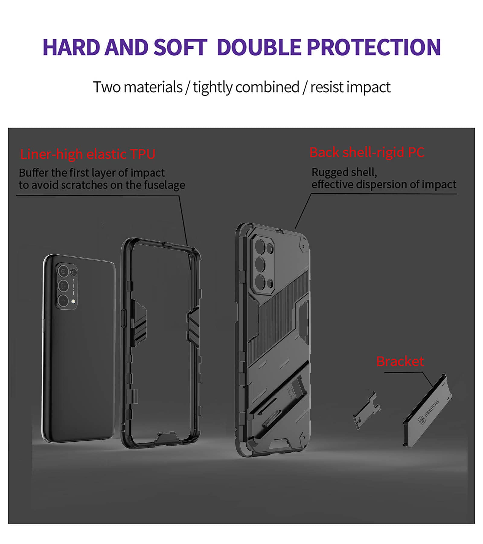 Custodia per telefono con supporto per anello magnetico per armatura