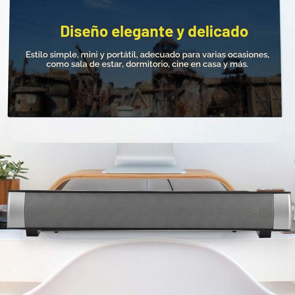 Altavoz de Barra de Sonido Bluetooth, Nuevo Altavoz de Sonido Estéreo Bluetooth S08 con Control Remoto, Reproductor de Audio de Subwoofer Estéreo Inalámbrico para TV en el Hogar/PC/Computadora Portáti