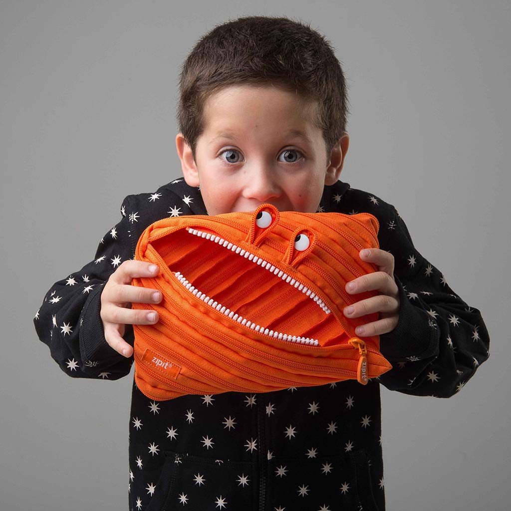 ZIPIT Monster Large Pencil Case for Boys | Pencil Pouch for School, College and Office | Pencil Bag for Kids (Orange) - Image 6