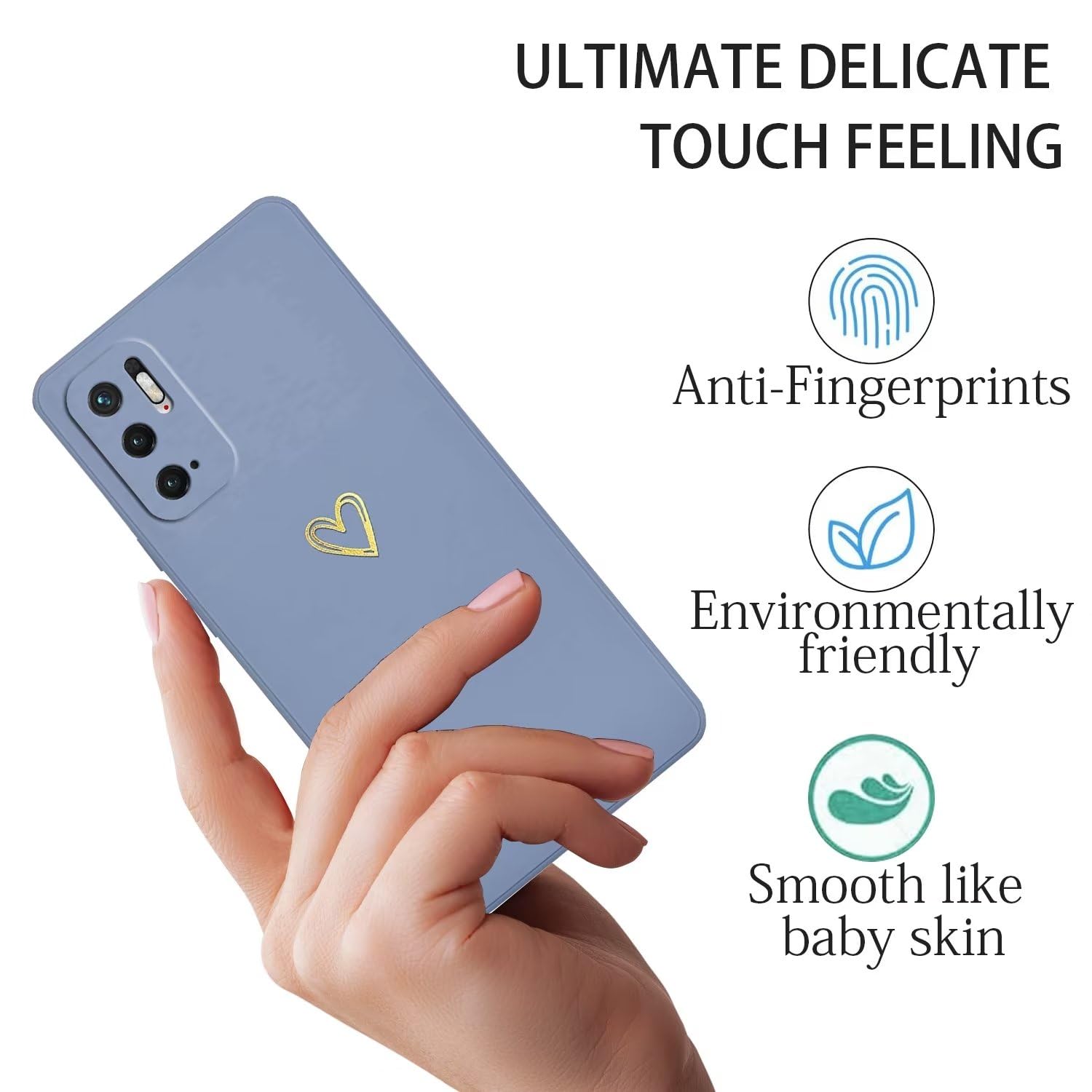 POUHYE Cover per Xiaomi Redmi Note 10 5G/Poco M3 Pro 5G Custodia Originale, Gomma Gel di Silicone Liquida Cover con Protezione Fotocamera, Morbida Sottile e Antiurto AntiGraffio Case Azzurro