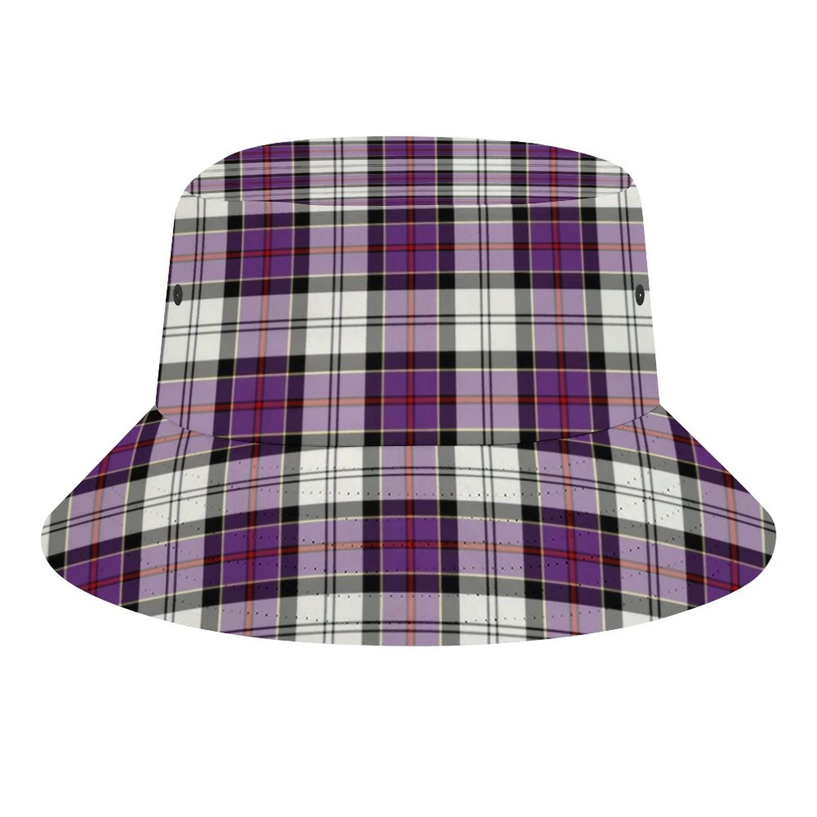 FWJZDSP Purple and Black Plaid Culloden Dress Tartan Bucket Hats Sun Cap Packable Outdoor Fashion Fisherman's Hat for Women and Men