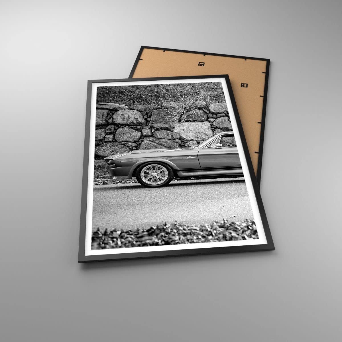 Cuadro Póster Marco Negro 61x91 cm Blanco y Negro Coches - 5011 - P2B